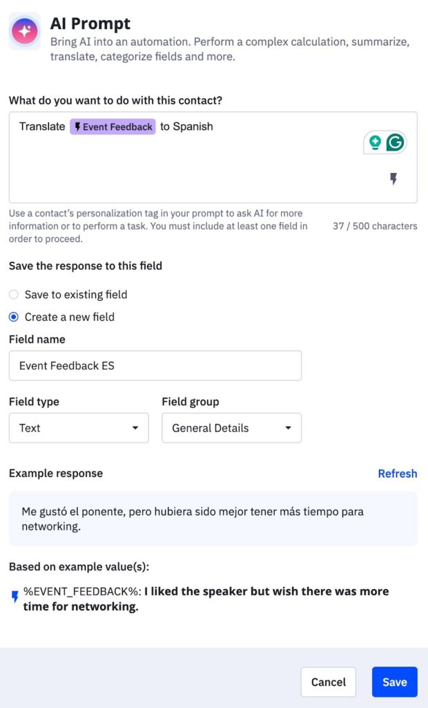 Ai prompt block translate